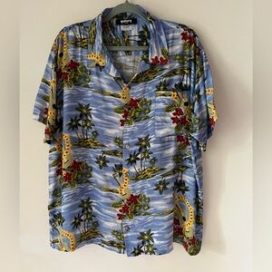 Gallery Tropical Hawaiian Print Button Down Shirt  Short Sleeve Men’s M Beach